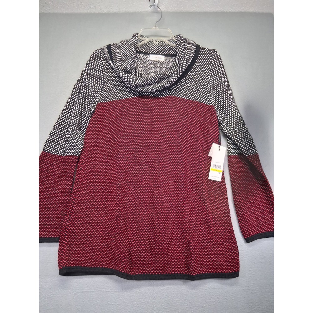 NWT Calvin Klein Women's Size Medium Knitted‎ Sweater Red/Gray